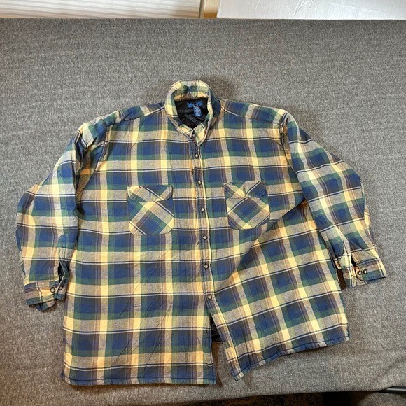 Towncraft Flannel Shirt Jacket Quilted Lined‎ Plaid Button Up Shop Jacket 4XL - Picture 1 of 7